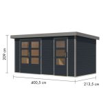 LESENA VRTNA HIŠKA KARIBU MERKUR C ANTRACIT 404X217X211 – predstavitvena slika