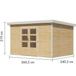 LESENA VRTNA HIŠKA KARIBU PLUTO 7 A NATURA 364X244X230 – predstavitvena slika