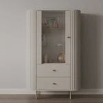 Dnevni regal OVARI bež je eleganten in funkcionalen kos pohištva. Dnevni regal vsebuje kar pet elementov pohištva, ki odlično dopolnijo prostor. Sestavljen