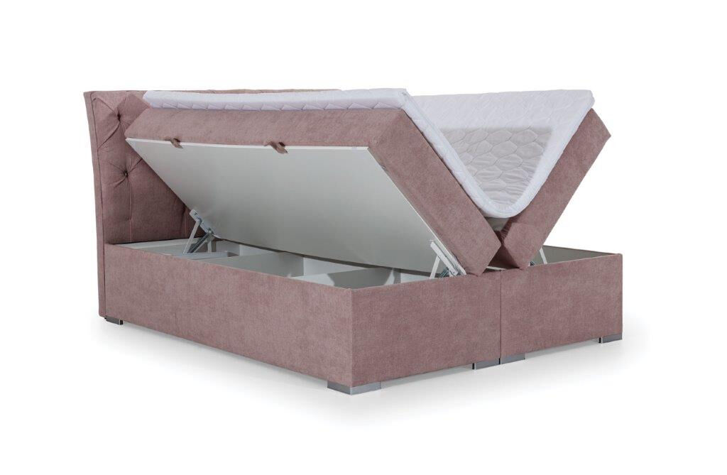 Francoska postelja BALI 140X200 Boxspring postelja Bali je narejena iz Bonell vzmetnice visoke 20 cm in robustnega okvirja. Zgoraj in spodaj je obdana s prožno plastjo pene T25 debeline 4cm.