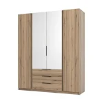 Garderobna omara ANGELA 1 200 cm. Moderen dizajn v kombinaciji z ogledalom, vsebuje tudi predale. Narejena je iz laminirane plošče debeline 16 mm. Na voljo