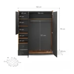 Garderobna omara FERGO je primerna za vsako spalnico. Njene moderne linije in brezčasen dizajn, vas bodo navdušli. Ima trojna vrata in dva predala. Vsebuje 6