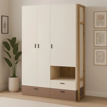 Garderobna omara LENI je idealen kos pohištva za spalnico, hodnik ali otroško sobo. Je funkcionalna rešitev za vsak prostor, saj omogoča shranjevanje in