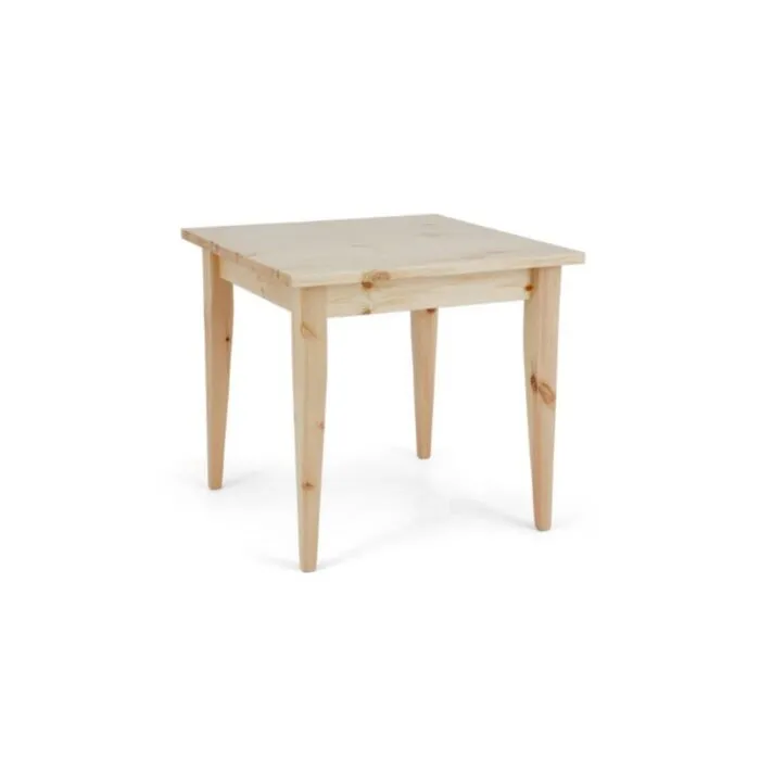 Jedilna miza KOR Jedilna miza KOR je narejena iz kvalitetnega masivnega borovega lesa. Debelina mizne plošče je 3 cm. Njen dizajn bo popestril vsak prostor. Primerena tako