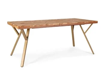 Jedilna miza RAIDA 180X90 ima mizno ploščo iz lesa ter jeklene noge. Dimenzije: širina: 180cm globina: 90cm višina: 76cm