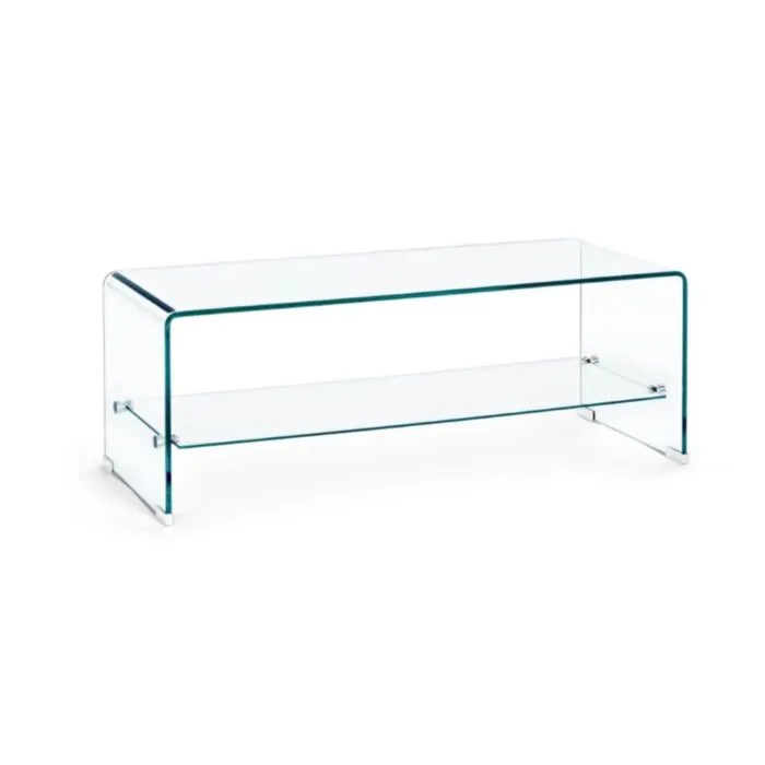 Klubska miza 2P IRIDE 100X40 Klubska miza IRIDE je izdelana iz 10mm debelega stekla. Polica je iz kaljenega stekla debeline 5mm. Dimenzije: širina: 100cm globina: 40cm višina: 38cm