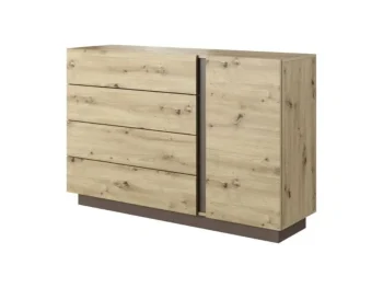 Elegantna in moderna komoda JELENA je narejena iz odličnih materialov v grafitno sivem / hrast dekorju. Barva: - Grafitno siva / hrast Dimenzija: D:138,2 x
