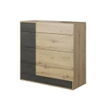 Komoda LAVA je primerna za vsako spalnico ali dnevno sobo. Odlično se poda h vsakemu stilu. Narejena je iz laminirane plošče debeline 16 mm, robovi so ABS.