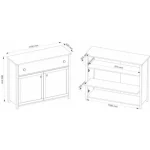 Komoda LINA je elegantna komoda z dvema vratama in dostopnim predalom. Odlično se poda vsaki sobi. Dimenzije: - D: 110 cm x G:42 cm x V: 90 cm Material: -
