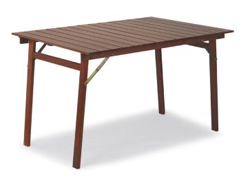 Miza PIKNIK2 dimenzije 120x80 cm, narejena v celoti iz bukovega lesa. Zaščitena je z lakom. Primerna za pokrite terase, balkone, vikendice, kamp prikolice,