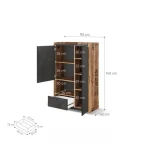 Omara FERDO je primerna za vsak prostor. Lahko se jo uporablja kot omaro v dnevni sobi ali pa kot garderobno omaro. Ima en predal in veliko polic, kar