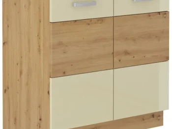 Kuhinjo TISA je možno naročiti v kompletu (kuhinjska bloka TISA) ali pa po posameznih elementih po vaši izbiri. Omara za pomivalno korito TISA 80D fronta je
