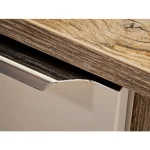 Omarica za umivalnik KROKI 60 je narejena iz kvalitetne laminirane plošče. Taupe barve sprednjih strani in ohišja v kombinaciji s kromiranimi ročaji dajejo