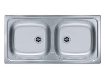 Inox pomivalno korito B70  je vgradno. Korito ima dve posodi. Postavitev korita je univerzalna (levo ali desno). Minimalna širina omarice je 90 cm. Dimenzije