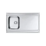Inox pomivalno korito CP70 je nasadno. Korito ima odlagalno površino. Postavitev korita je univerzalna (levo ali desno). Minimalna širina omarice je 50 cm.