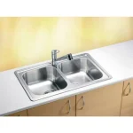 Inox pomivalno korito E 40  je vgradno. Korito ima dve posodi. Postavitev korita je univerzalna (levo ali desno). Dimenzija: - D: 81 cm x G: 51 cm Minimalna