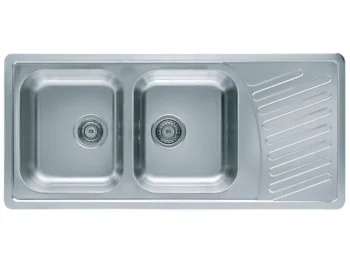 Inox pomivalno korito E70 je vgradno. Korito ima dve posode in odlagalno površino. Postavitev korita je univerzalna (levo ali desno). Minimalna širina