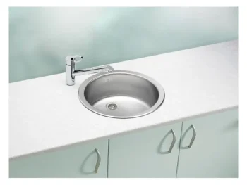 Inox pomivalno korito F 10 je vgradno. Postavitev korita je univerzalna (levo ali desno). Minimalna širina omarice je 45 cm. Velikost posode je 34 x 42 x 16.
