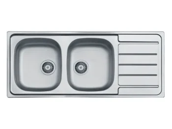 Inox pomivalno korito LN 100 je vgradno. Korito ima dve posodi, eno večjo in eno manjšo ter odlagalno površino. Postavitev korita je univerzalna (levo ali