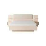 Elegantna in moderna spalnica DAŠA je narejena iz odličnih materialov v barvi beige. V ceno je vključen dvižni pod in dve elegantni nočni omarici. Ima ABS