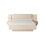 Elegantna in moderna spalnica DAŠA je narejena iz odličnih materialov v barvi beige. V ceno je vključen dvižni pod in dve elegantni nočni omarici. Ima ABS