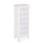 Predalnik 6C CHARLENE je narejena iz MDF-ja in ima gumbe iz polismole. Material: - Polismola - MDF Barva: - Bela - Vzorci Dimenzije: širina: 40cm globina: