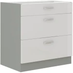 Kuhinjo ELITE je možno naročiti v kompletu (kuhinjski bloki ELITE) ali pa po posameznih elementih po vaši izbiri. Predalnik ELITE 80D 3P je sestavljen iz