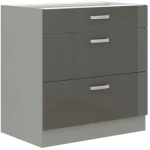 Kuhinjo ELITE je možno naročiti v kompletu (kuhinjski bloki ELITE) ali pa po posameznih elementih po vaši izbiri. Predalnik ELITE 80D 3P je sestavljen iz