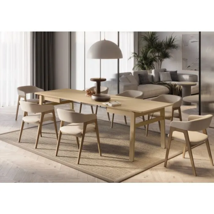 Raztegljiva jedilna miza DOBY Raztegljiva jedilna miza DOBY je idealen kos pohištva za vašo jedilnico. Zahvaljujoč raztegljivi funkciji lahko velikost mize preprosto prilagajate svojim