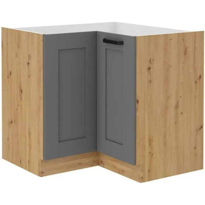 Spodnja kotna omara LIMA 90x90D Kuhinjo LIMA je možno naročiti v kompletu (Kuhinjski bloki LIMA) ali pa po posameznih elementih po vaši izbiri. Spodnja kotna omara LIMA 90x90D je