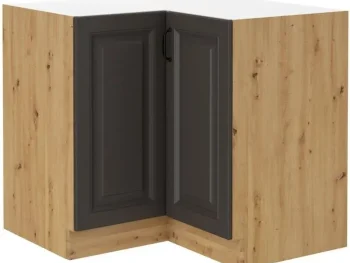 Kuhinjo PRESTIGE je možno naročiti v kompletu (Kuhinjski bloki PRESTIGE) ali pa po posameznih elementih po vaši izbiri. Spodnja kotna omara PRESTIGE 90X90D