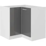 Spodnji kotni element SONJA 89 x 89 D je dobavljiv v belo sivi kombinaciji. Korpusi so iz laminirane plošče debeline 18 mm.Ročaji so iz pvc-ja. Barva: -