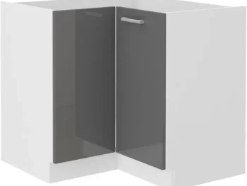 Spodnji kotni element SONJA 89 x 89 D je dobavljiv v belo sivi kombinaciji. Korpusi so iz laminirane plošče debeline 18 mm.Ročaji so iz pvc-ja. Barva: -