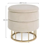 Okvir tabureja PAVLINA je iz MDFja in vezanega lesa, noga je zlata-kromirana. Prevleka je iz poliestra z žametnim učinkom. Polnilo je pena. Dimenzije: