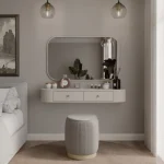 Toaletna miza OVARI je elegantna in kakovostna mizica. Odlično se poda v vsako spalnico, dekliško sobo, predprostor ali garderobo. Kombinacija sodobnega