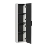 Visoka omarica PIJA 35D v beli barvi. Narejena je iz laminirane plošče debeline 16 mm. Vsebuje mehko zapiranje. Barva: - Bela Materijal: - Laminirana