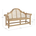 Vrtna klop VERADERO je narejena iz tikovega lesa. Material: - Tikov les Barva: - Natur Dimenzije: širina: 150cm globina: 63cm višina: 104cm višina: 451cm