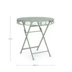 Vrtna miza HARRIET je popolen kos pohištva, ki popestri vašo okolico. Narejena je iz kovine in je zložljiva. Dimenzije: širina: Ø70cm višina: 74hcm