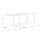 Vrtna miza PELAGIUS BELA iz aluminija. Miza je raztegljiva. Noge ima nastavljive. Barva: - Bela Material: - Aluminij Dimenzije: širina: 135/270cm globina: