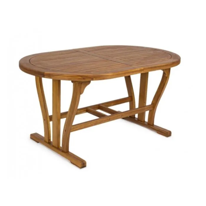 Vrtna raztegljiva miza NOEMI OV 150-200X90 je narejena iz lesa in čez ima oljno oblogo. Material: - Les Barva: - Akacijev les Dimenzije: širina: 150-200cm