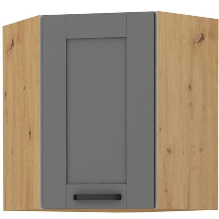 Kuhinjo LIMA je možno naročiti v kompletu (Kuhinjski bloki LIMA) ali pa po posameznih elementih po vaši izbiri. Zgornja kotna omara LIMA 60 x 60G 71V je