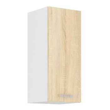 Zgornja omara ARA 30G je sestavljena iz fronte in korpusa iz MDF plošče, debeline 16 mm. Robovi so iz melamina. Ročaji so sivi. Na voljo je v barvi sonome