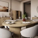 Raztegljive jedilna miza OVARI Fi 100 je elegantna in funkcionalna. Mizo se lahko raztegne iz dimenzija Fi 100 cm v dimenzijo 188 cm. Narejena je iz laminirane