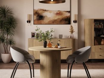 Raztegljive jedilna miza OVARI Fi 100 je elegantna in funkcionalna. Mizo se lahko raztegne iz dimenzija Fi 100 cm v dimenzijo 188 cm. Narejena je iz laminirane