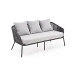 Vrtna garnitura ROBIN, modernega ter elegantnega dizajna. Ogrodje je narejeno iz prašno barvanega aluminija v temno sivi barvi. Za dodatno udobje poskrbijo
