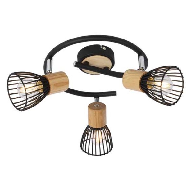 DEKORATIVNI REFLEKTOR FEROTEHNA BLACK+WOOD 3X25W MAX E14