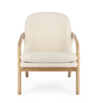 Fotelj ELAIDE bež, moderen in elegantno oblikovan fotelj z robustno konstrukcijo iz lesa rubberwood. Sedišče je iz borovega in vezanega lesa, kar zagotavlja