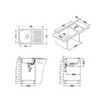 GRANITAL POMIVALNO KORITO ALVEUS RECORD 30, G91 CARBON 780X480 MM – dodatni pogled 1
