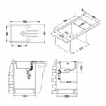 GRANITAL POMIVALNO KORITO ALVEUS ROCK 130, G22 TERRA 780X480 MM – dodatni pogled 2