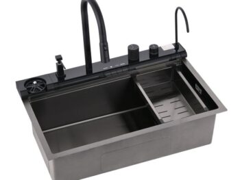 GRANITAL POMIVALNO KORITO INTER CERAMIC SMART IN PIPA ČRNA